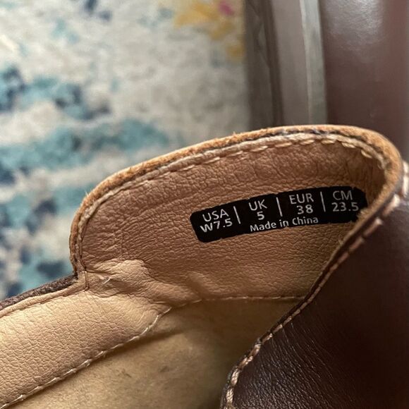 SPENCO brown leather and canvas ankle boots W7.5 - Picture 7 of 8